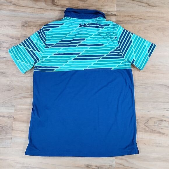 🦋Under Armour Blue & Turquoise Golf Collared Polo Shirt Youth Large - Picture 4 of 13